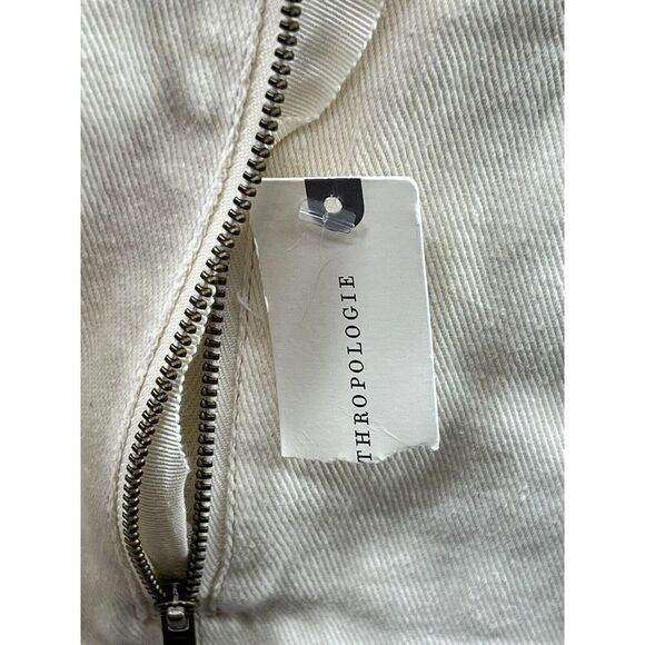 Pilcro Knit Wrap Keyhole Tee And Mini Button Up Jean Skirt Twofer Dress Cream 6 - Picture 4 of 5